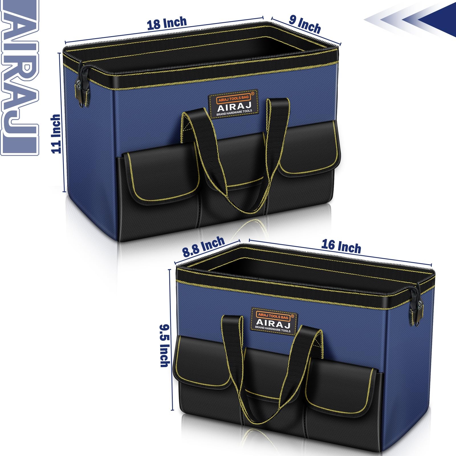 Tool Bag 2-Pack Set | 18″ & 16″ Portable Tool Storage Bag | Wide Mouth Tool B…