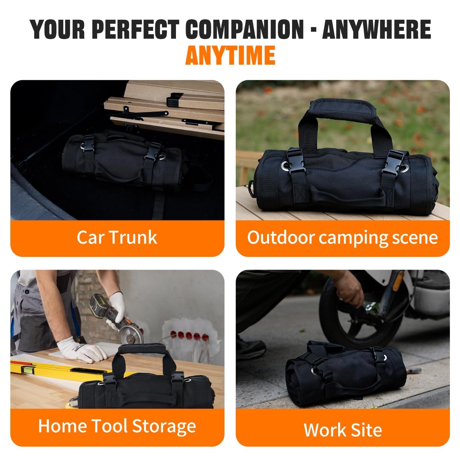 Heavy Duty Portable Foldable Tool Bag – 5 Compartment Waterproof Organizer with