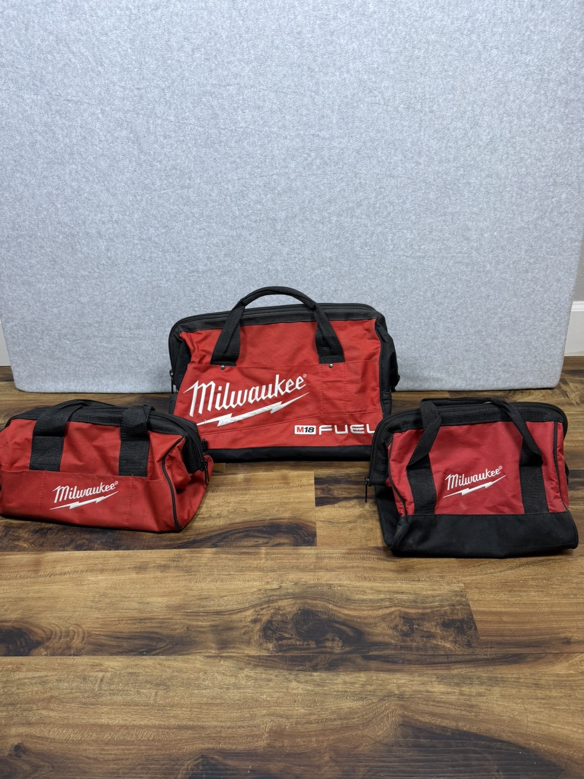 Milwaukee Tool Bag Lot of 3 Red Black M18 Fuel Contractor Bags Small Medium Larg