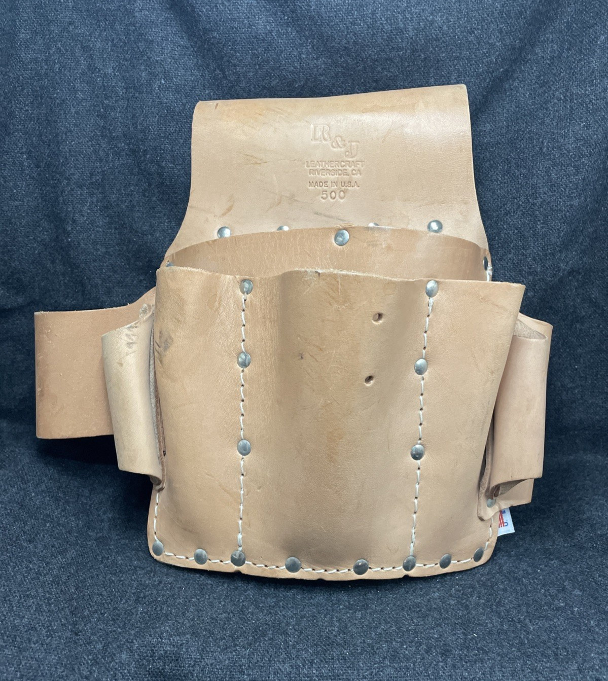 R & J Leathercraft 500 Genuine Leather Tool Pouch – 6 Pockets – Made in USA