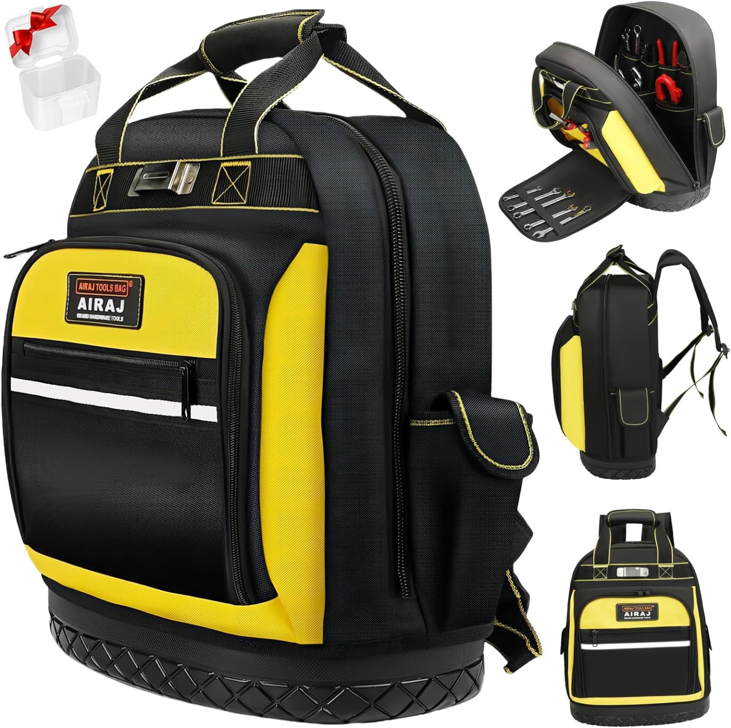 17in Heavy Duty Tool Backpack Waterproof Molded Base Electrician Work Bag
