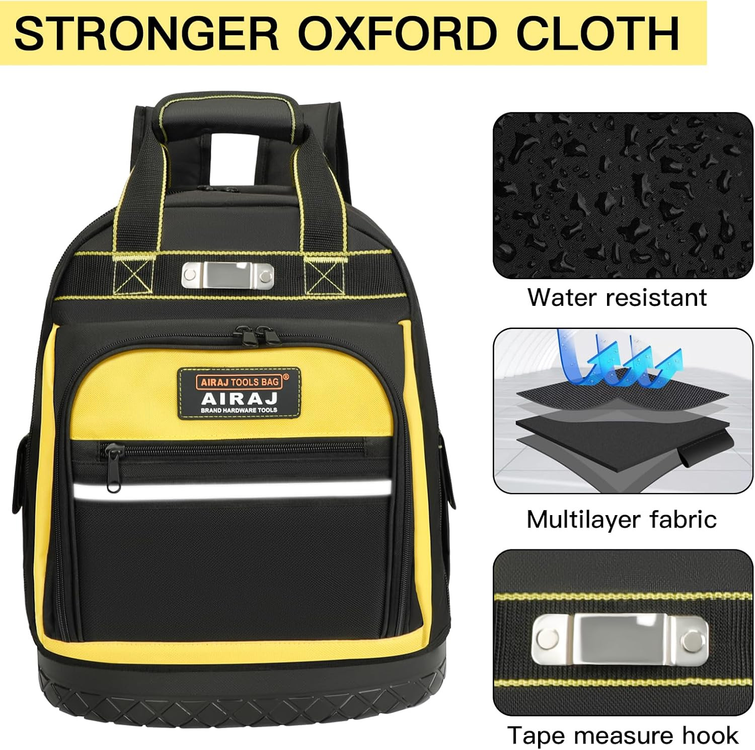 17in Heavy Duty Tool Backpack Waterproof Molded Base Electrician Work Bag