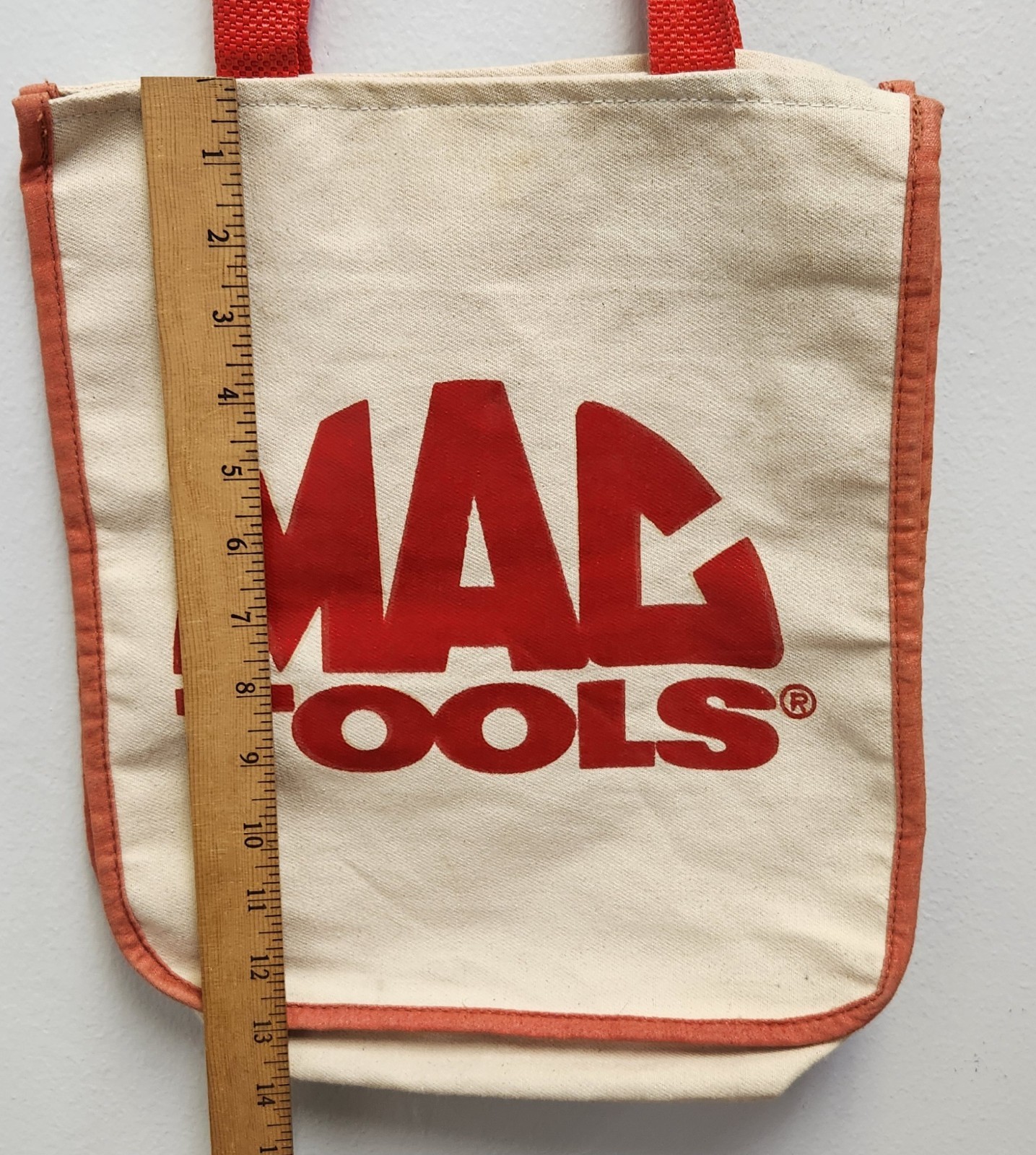 Vintage Mac Tools Canvas Tote Bag Red Logo Promotional Automotive Collectible
