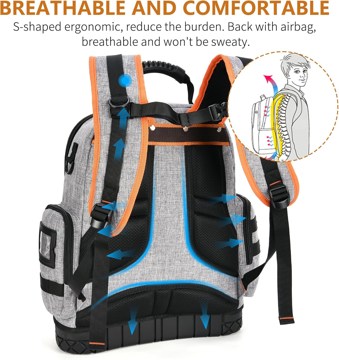 Tool Bag Backpack, 75 Pockets & Loops Heavy Duty Tools Organizer Bags/Hvac Tool
