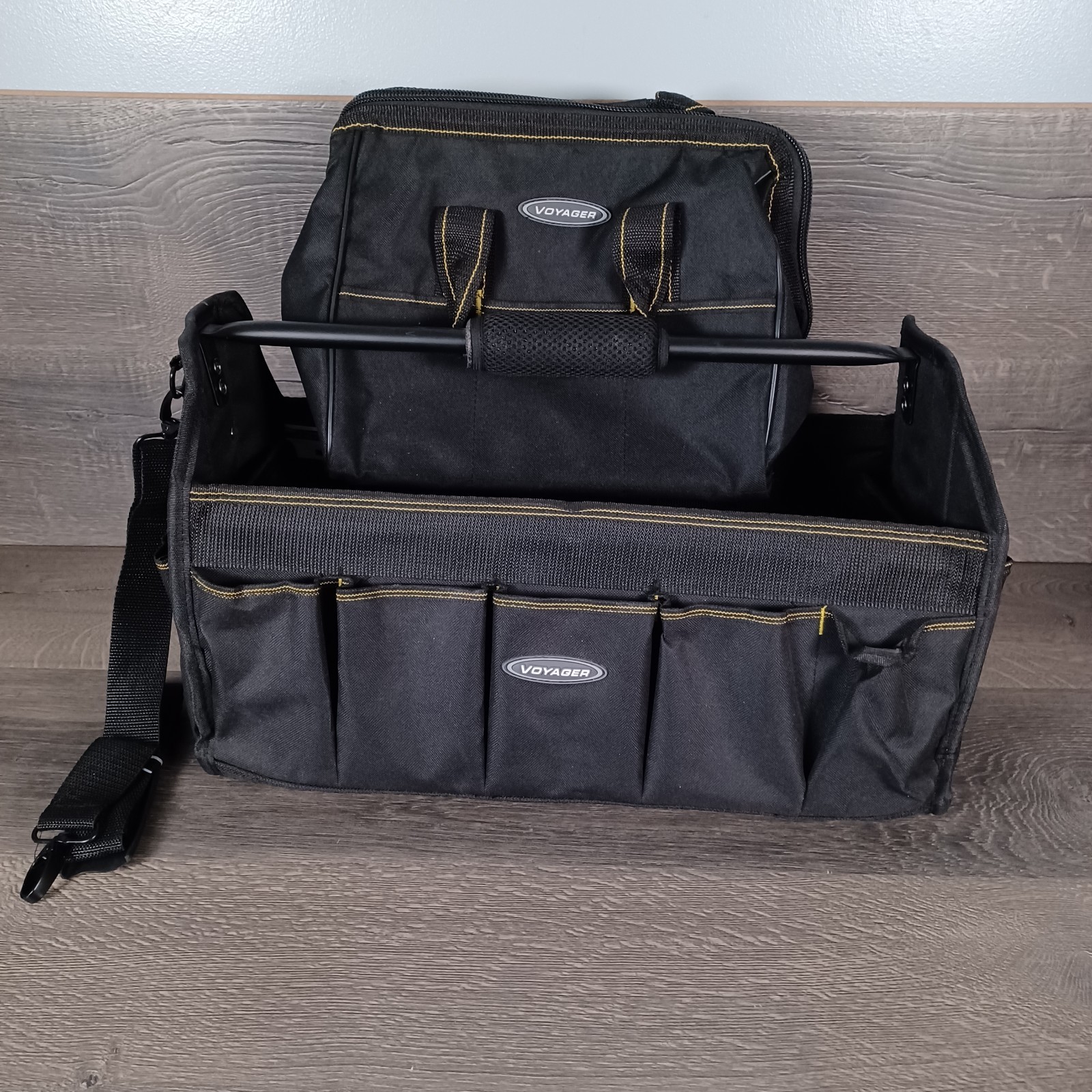 Lot of 2 Voyager Rugged Fabric Hardware Tool Carrier Tote Bag with Carry Strap
