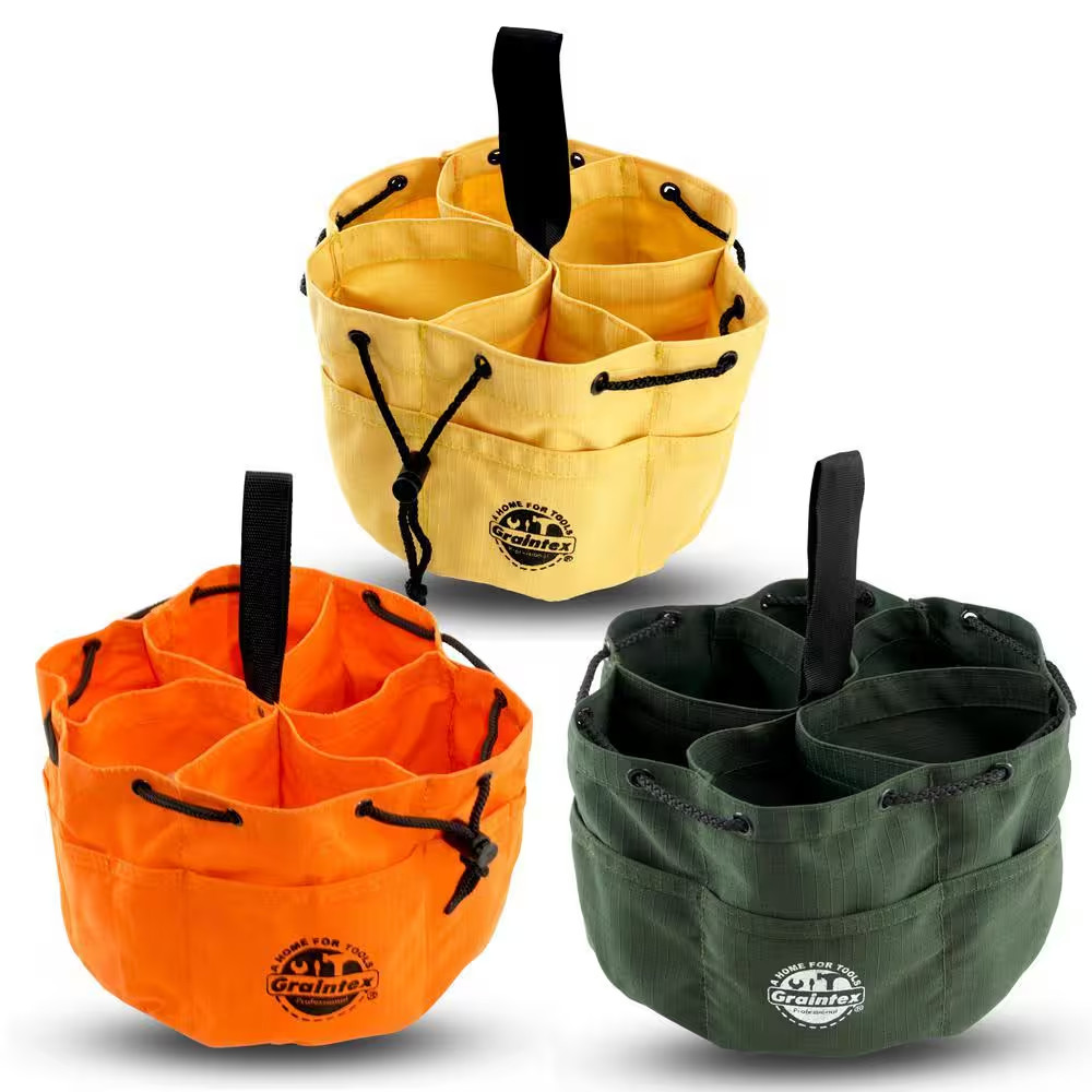 10 In. 18-Pockets Grab Tool Bags with Drawstring Closure Set of 3