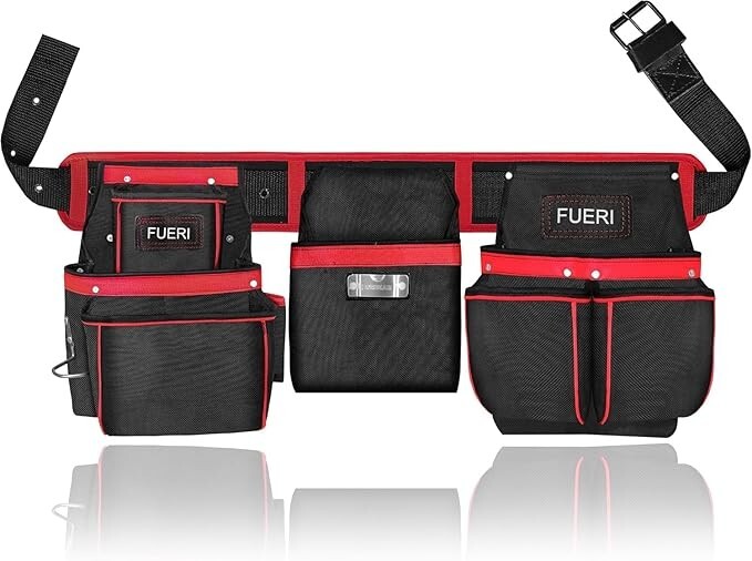 FUERI Nylon 23 Pocket Tool Belt Bags for Men, Heavy Duty Tool Pouches Set with