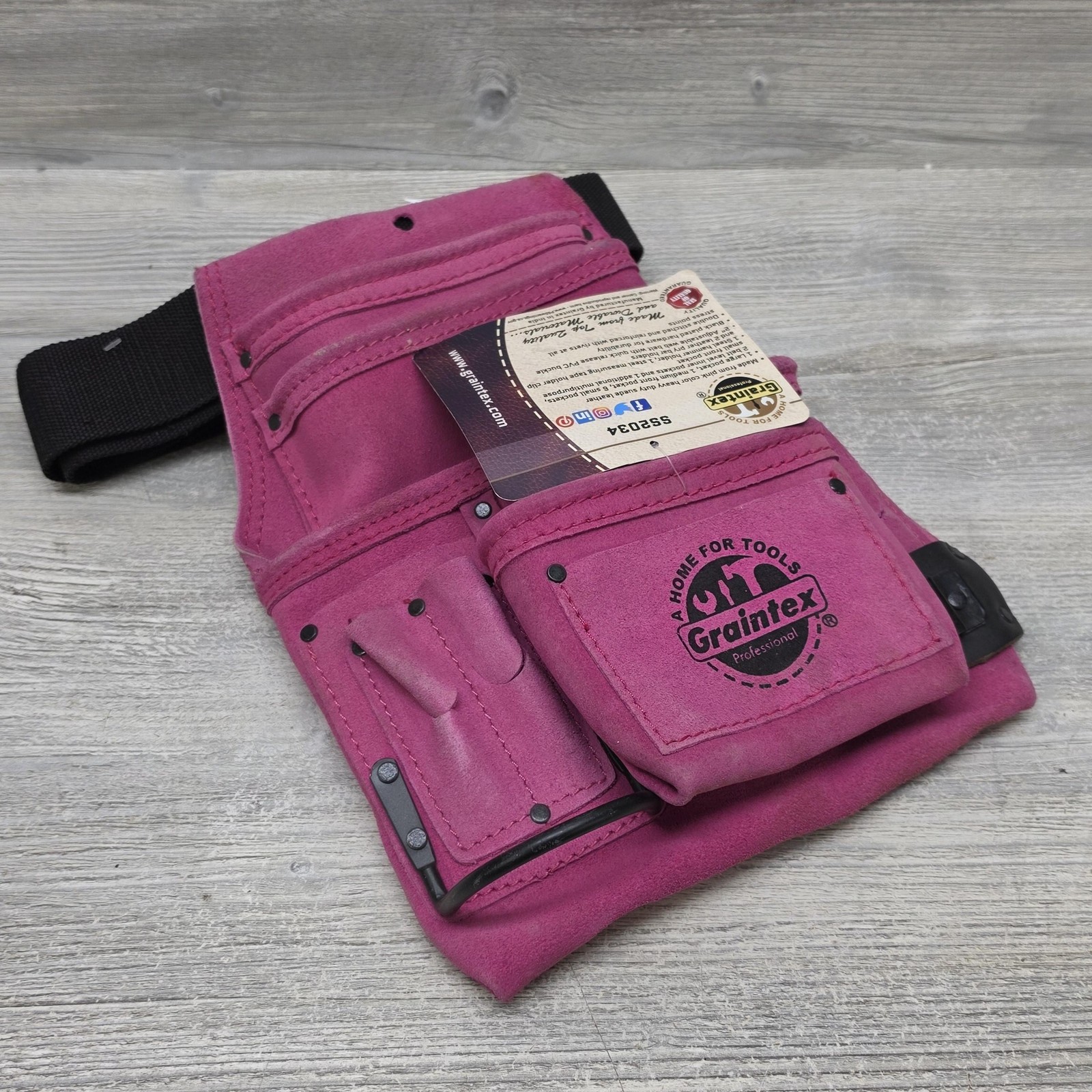 Graintex Pink Tool Belt Pouch SS2034 10 Pocket Adjustable Quick Release Buckle