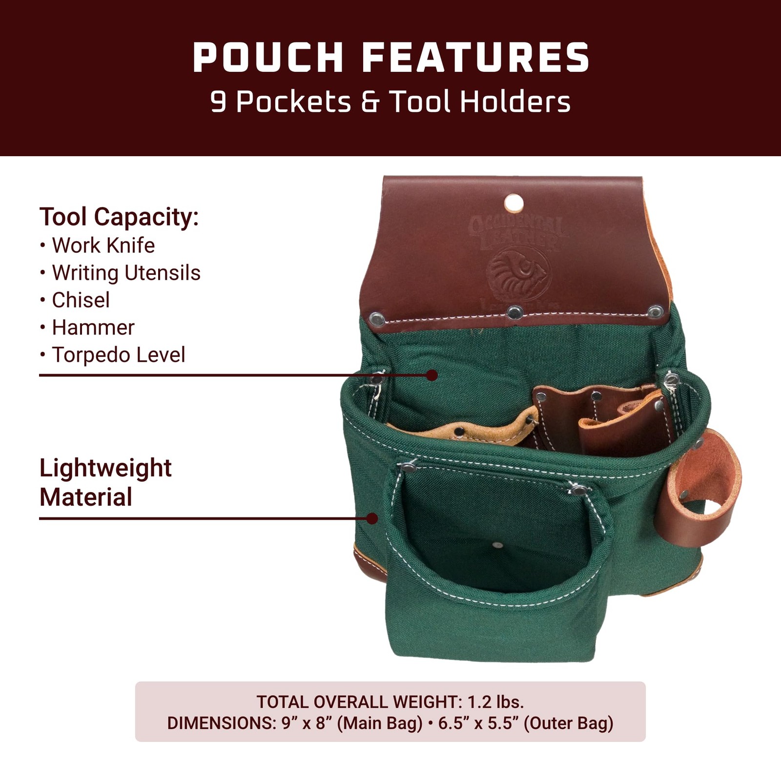 Occidental Leather OxyLights 2 Pouch Tool Bag – 9 Pockets Tool Holders – Mad…