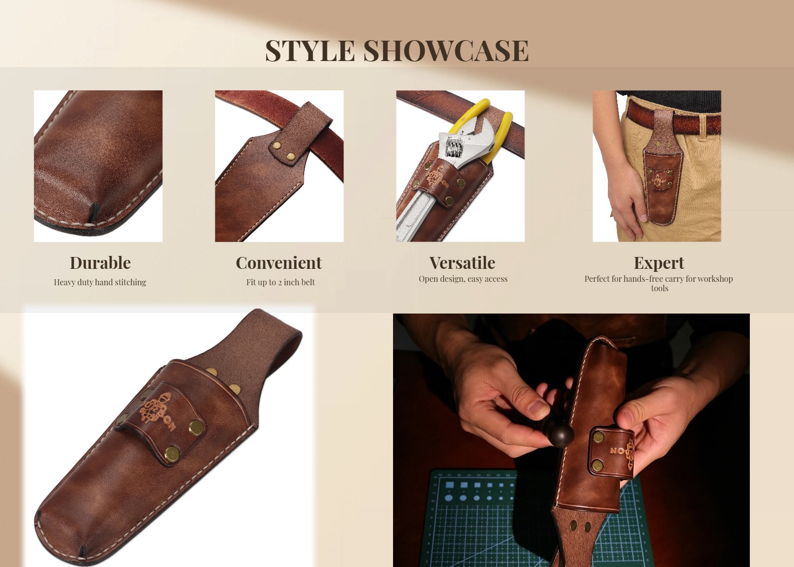 Tourbon Leather Garden Tool Belt Pouch 2-in-1 Pruner Shears Wrench Holder Case