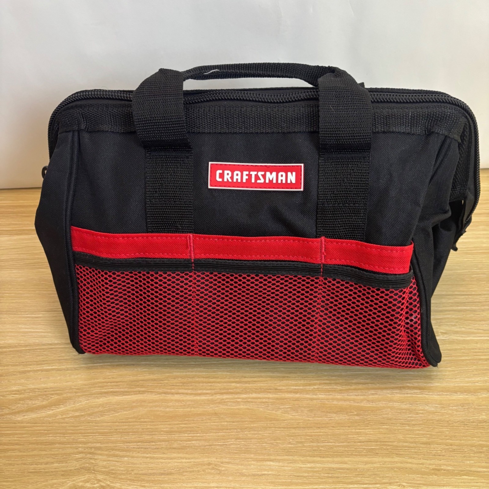 Craftsman Black & Red Tool Bag With Zipper & Mesh Pockets