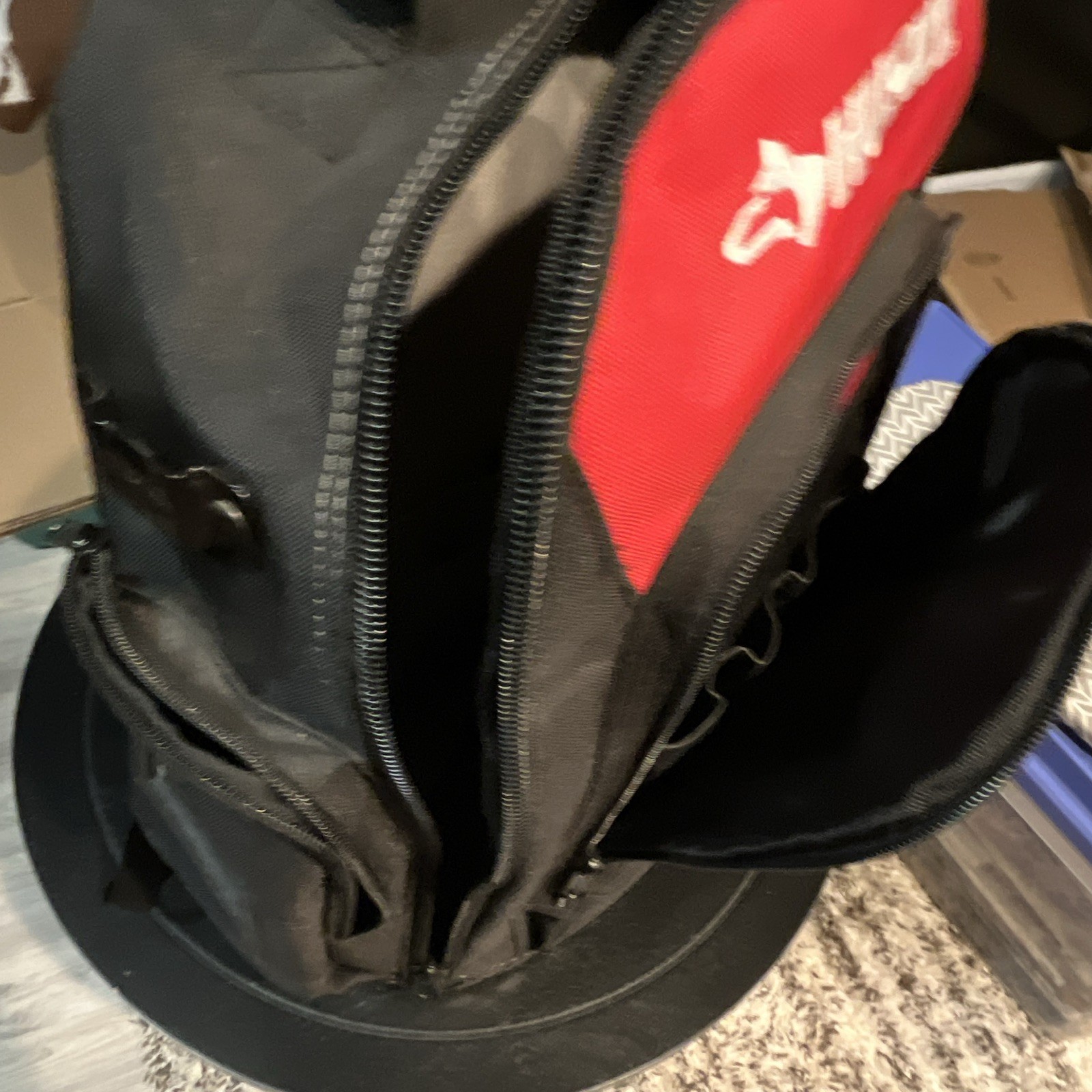 Husky Tool Backpack with Padded Straps, Red/Black Organizer Pocket Bag