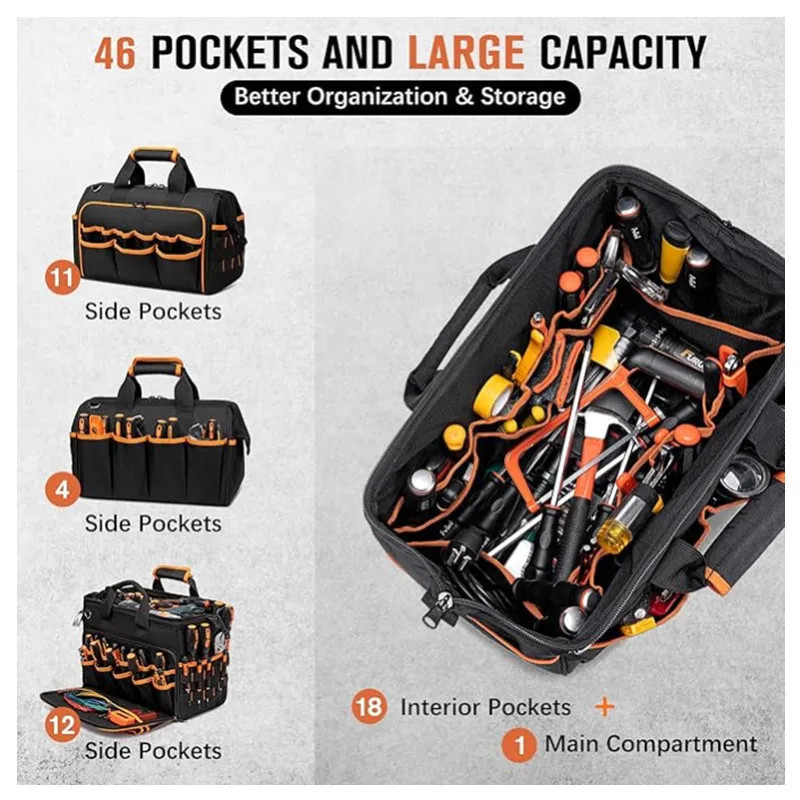 Tool Tote Bag Organizer for Electricians, Heavy Duty Tool Caddy
