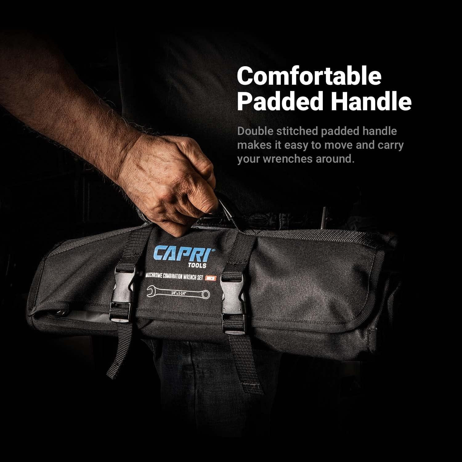 Capri Tools Wrench Roll Up Pouch, SAE, 17 Pockets Black
