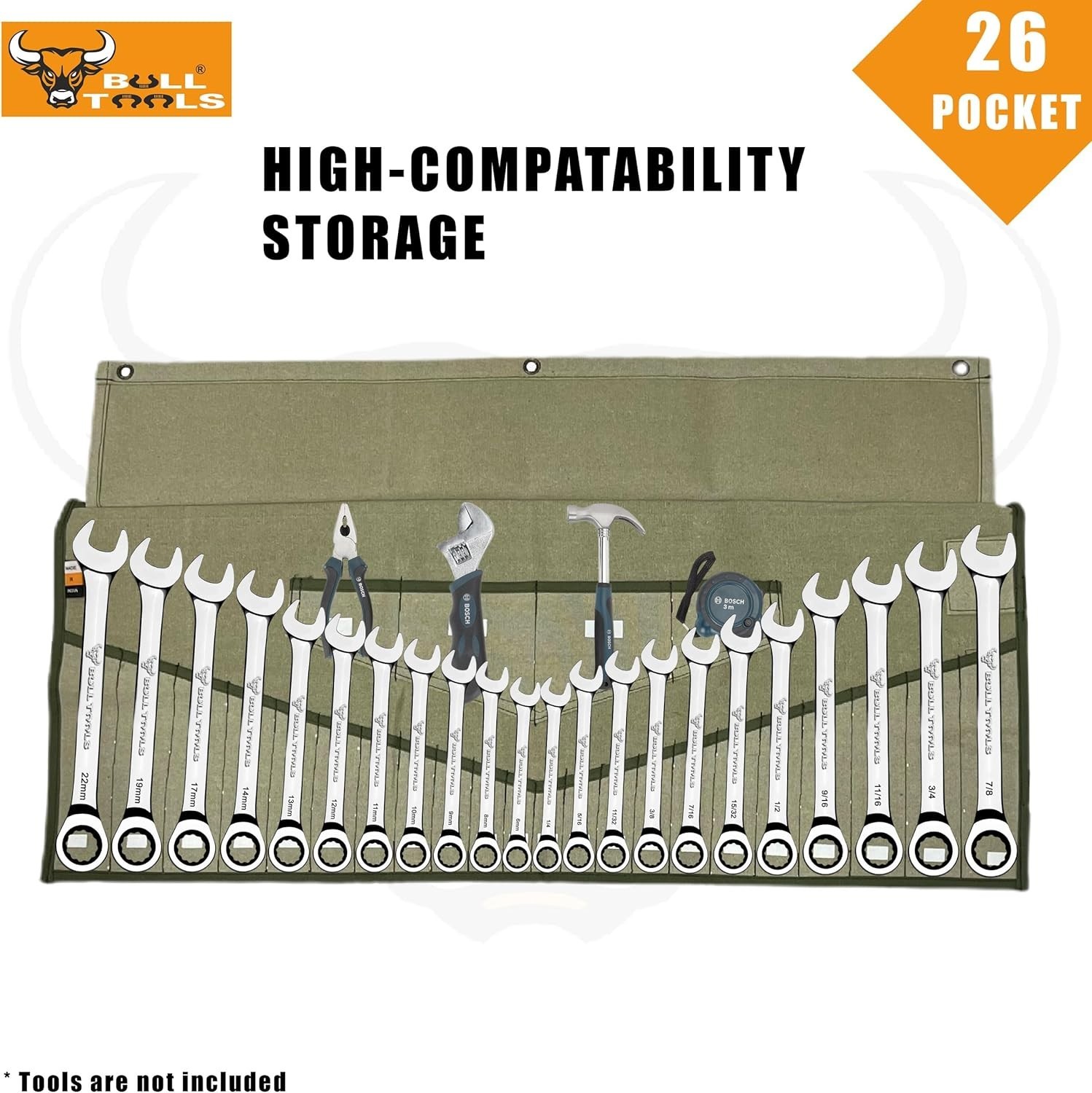 Cotton Canvas Wrench Roll Case – Metric & SAE Combination