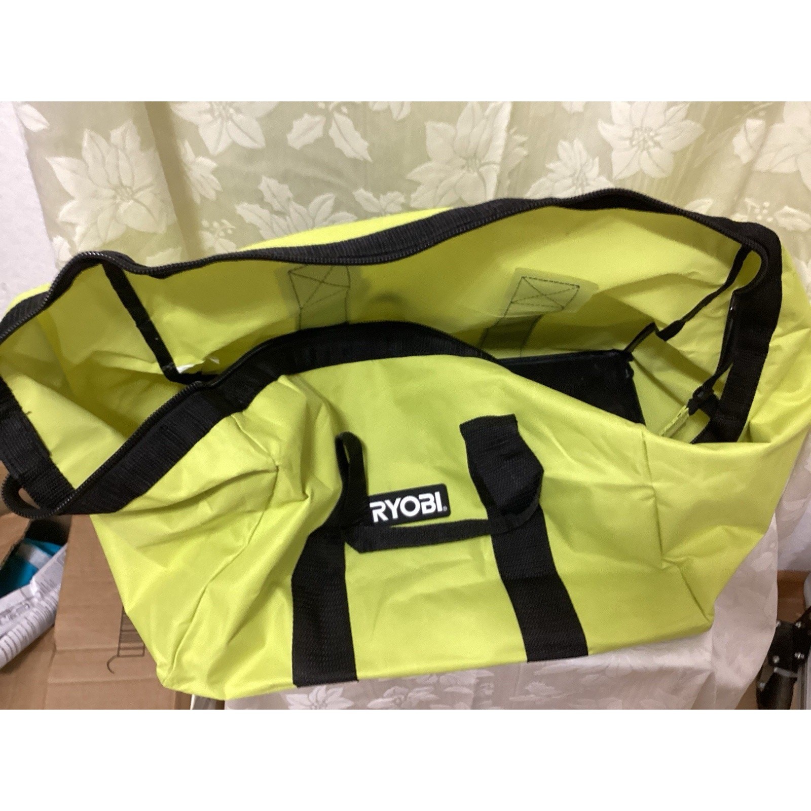 Ryobi Green and Black Fabric Tool Bag, With Handle, T-240, Durable Carry Tote
