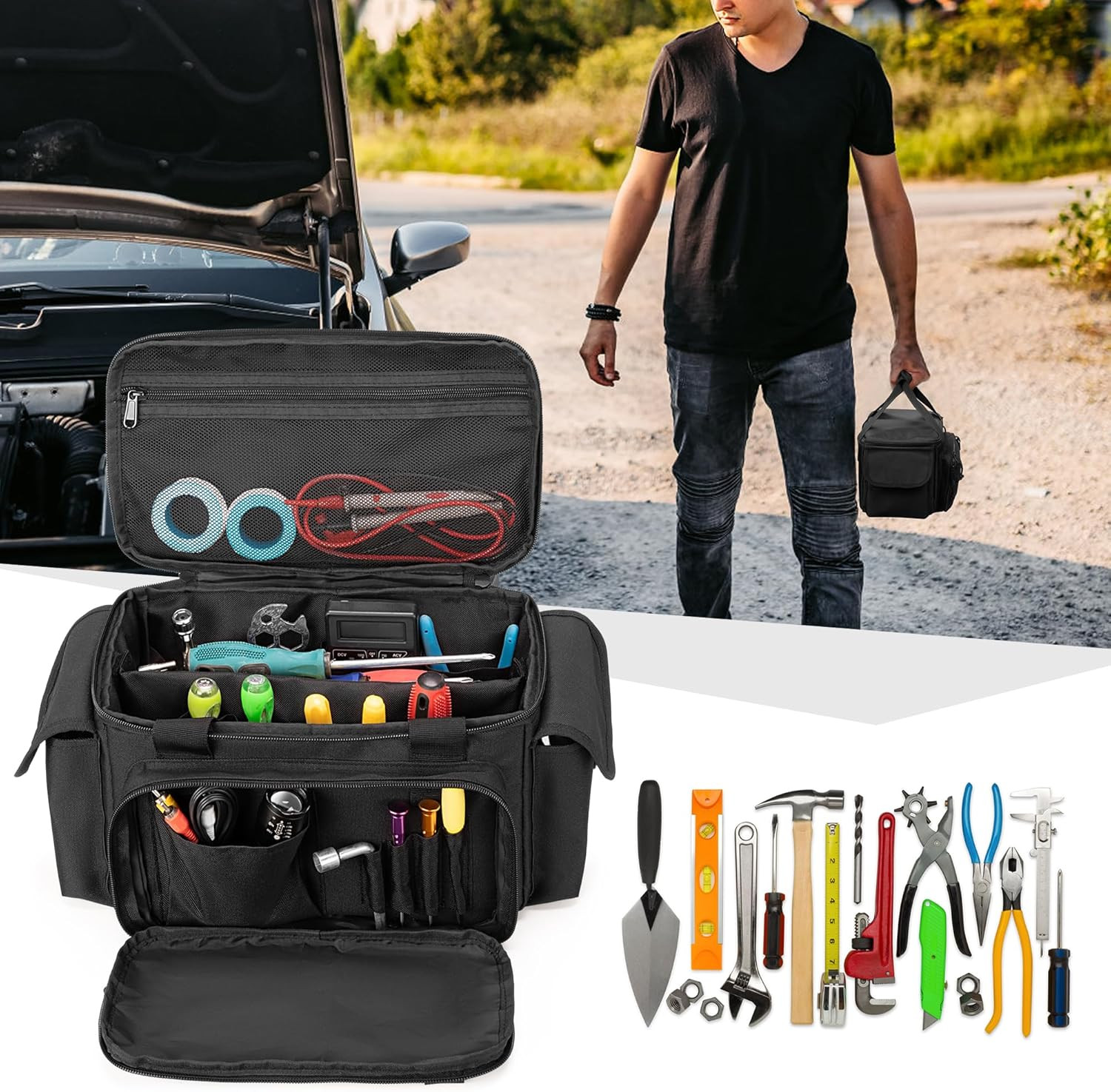 Small Tool Bag with Anti-Friction and Thick Padded Bottom, Tool Storage Organize