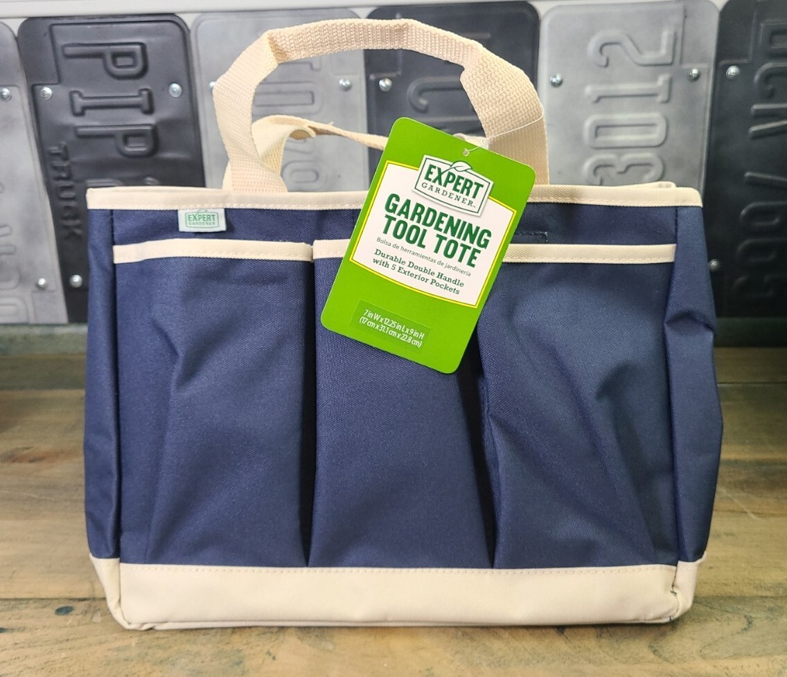 Gardening Tool Tote – Durable Double Handle With 5 Exterior Pockets 7″×12.25″×9″