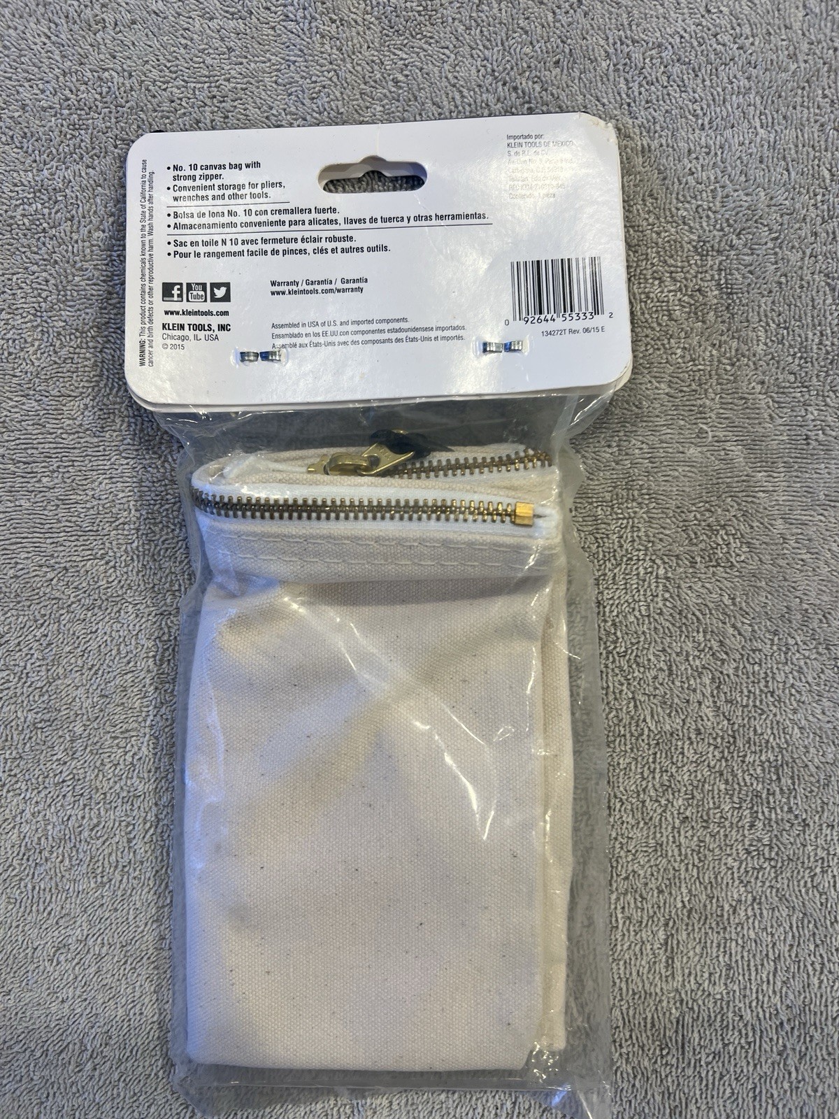 Klein Tools 5139 Canvas Zipper Tool Bag Pouch 12.5″ x 7″ Heavy Duty Brass