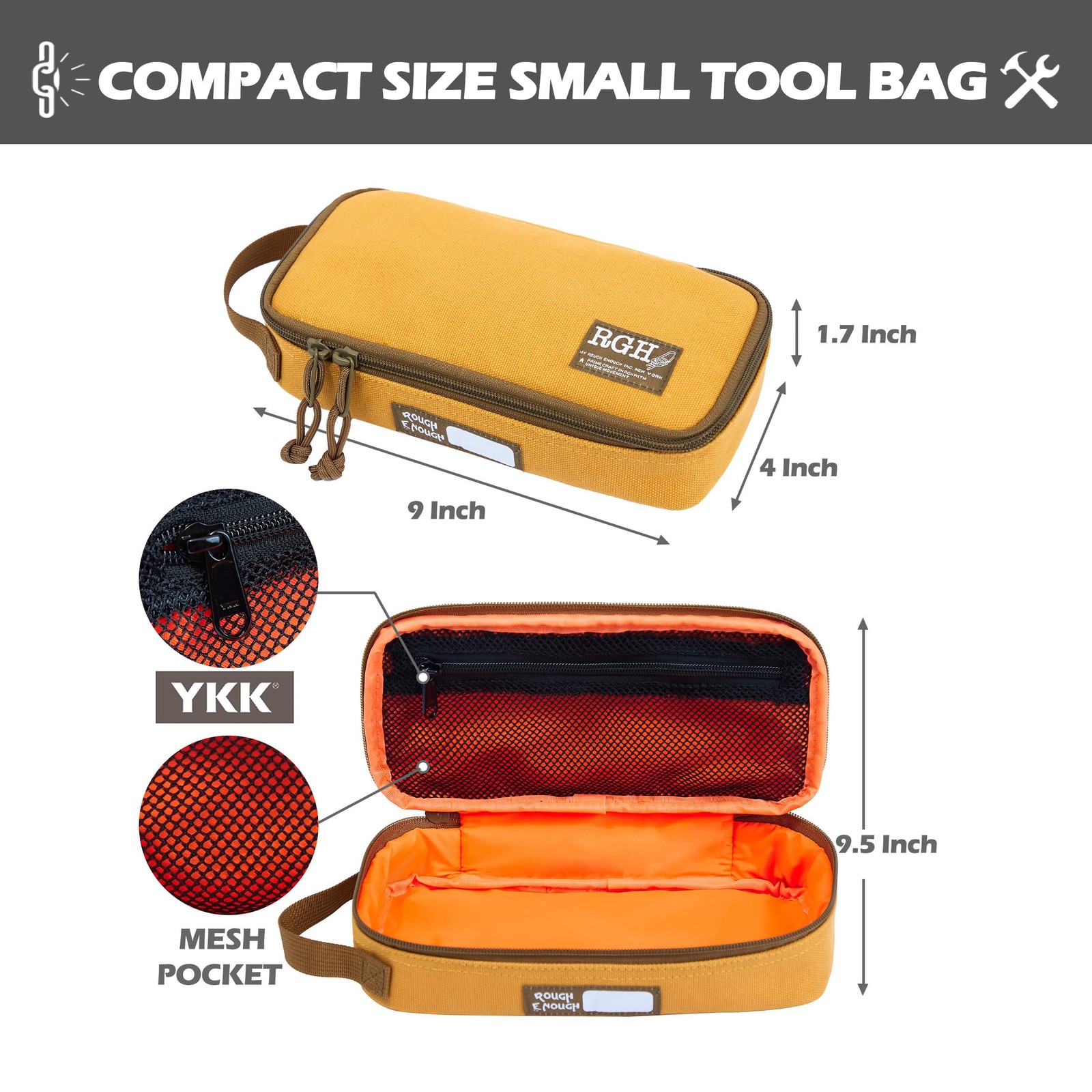 Rough Enough Small Tool Bag Pouch Canvas Portable Tool Box Organizer Case wit…