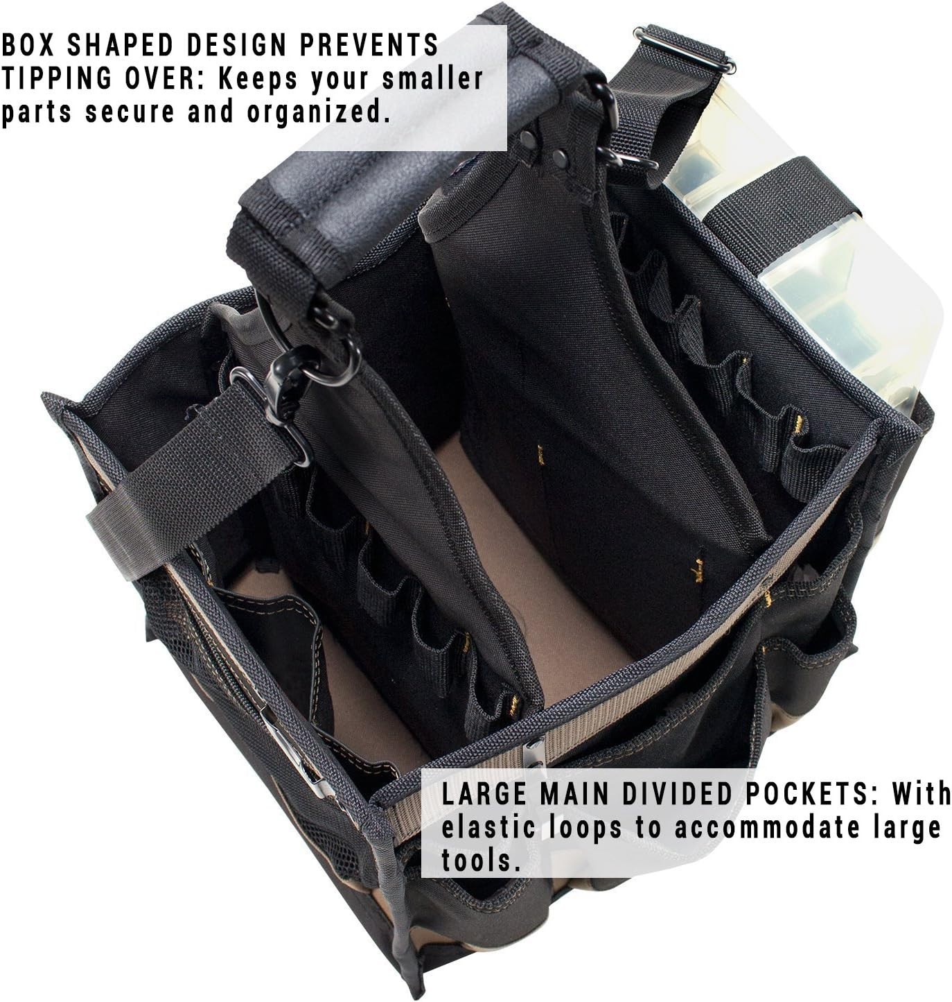 CLC 1528 Large Electrical and Maintenance Tool Carrier, Black