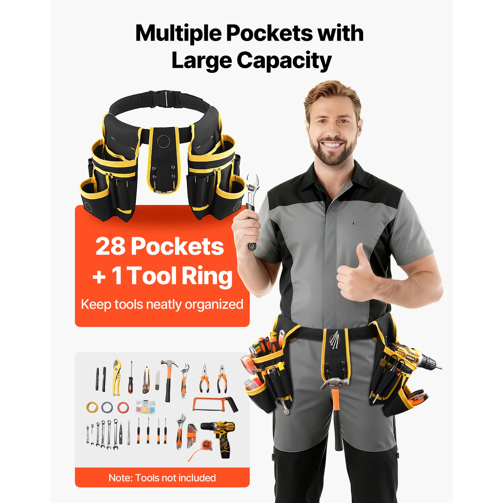 Magnetic Tool Pouch – 26-Pocket Adjustable Belt Bag for Electricians & Builders