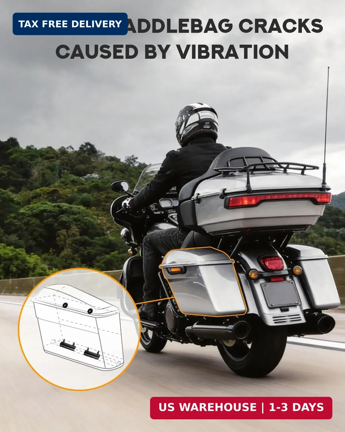 PBYMT Hard Saddlebag Rubber Grommets & Support Cushions Mounts Compatible for Ha