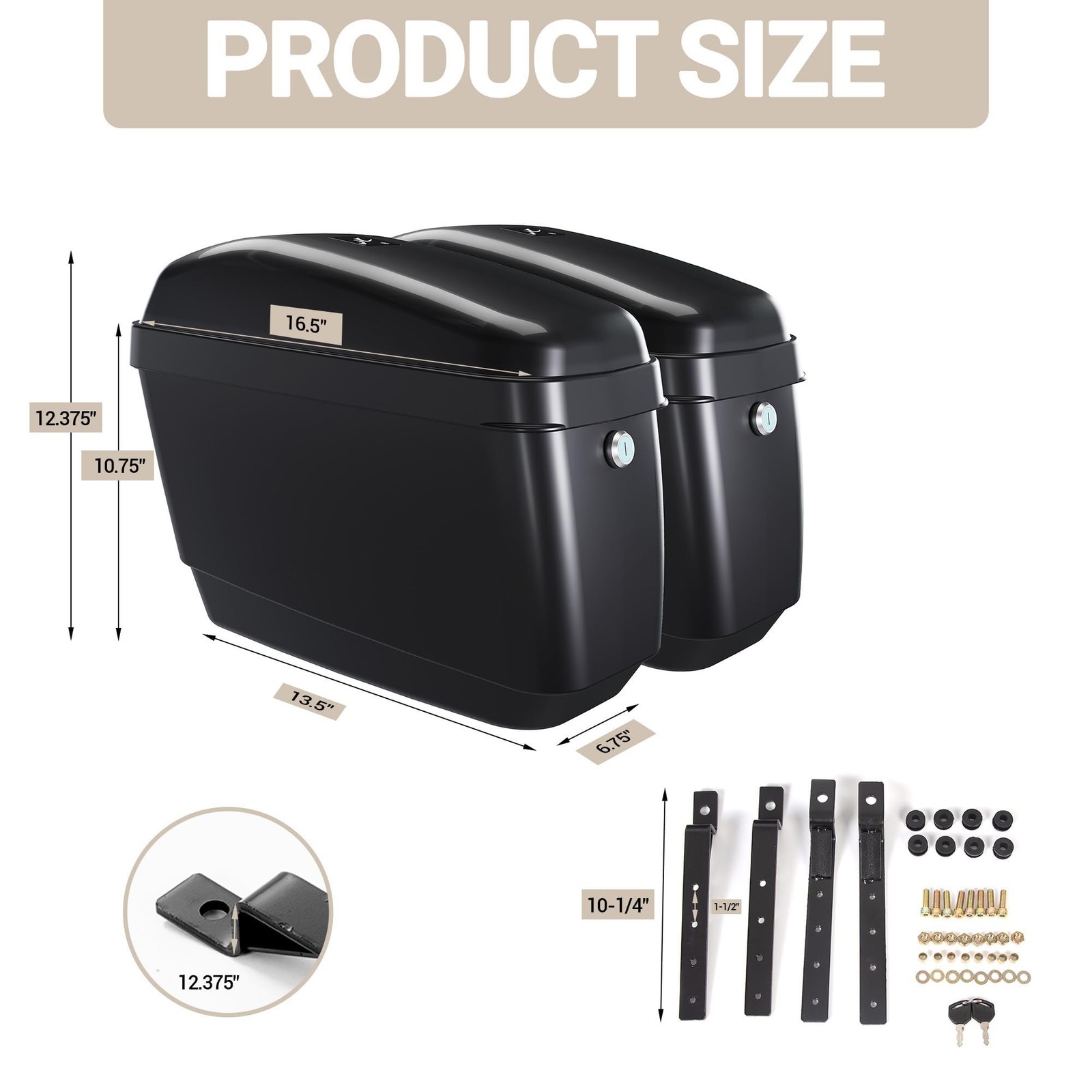 45L Motorcycle Hard Saddle Bags W/Lock Compatible with Harley Davidson Honda …