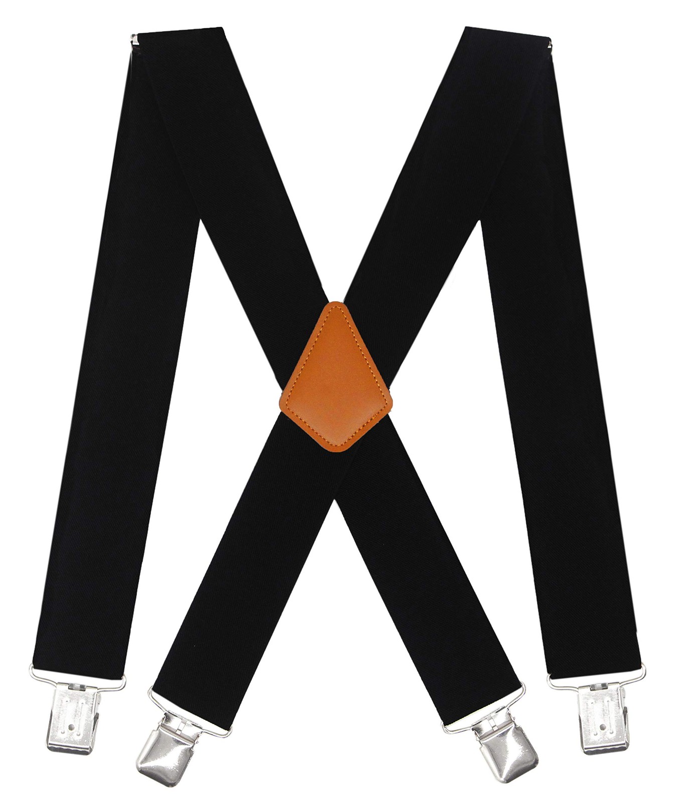 Doloise Men’s Suspenders X Back 2 Inches Wide with Extra One Size, Black