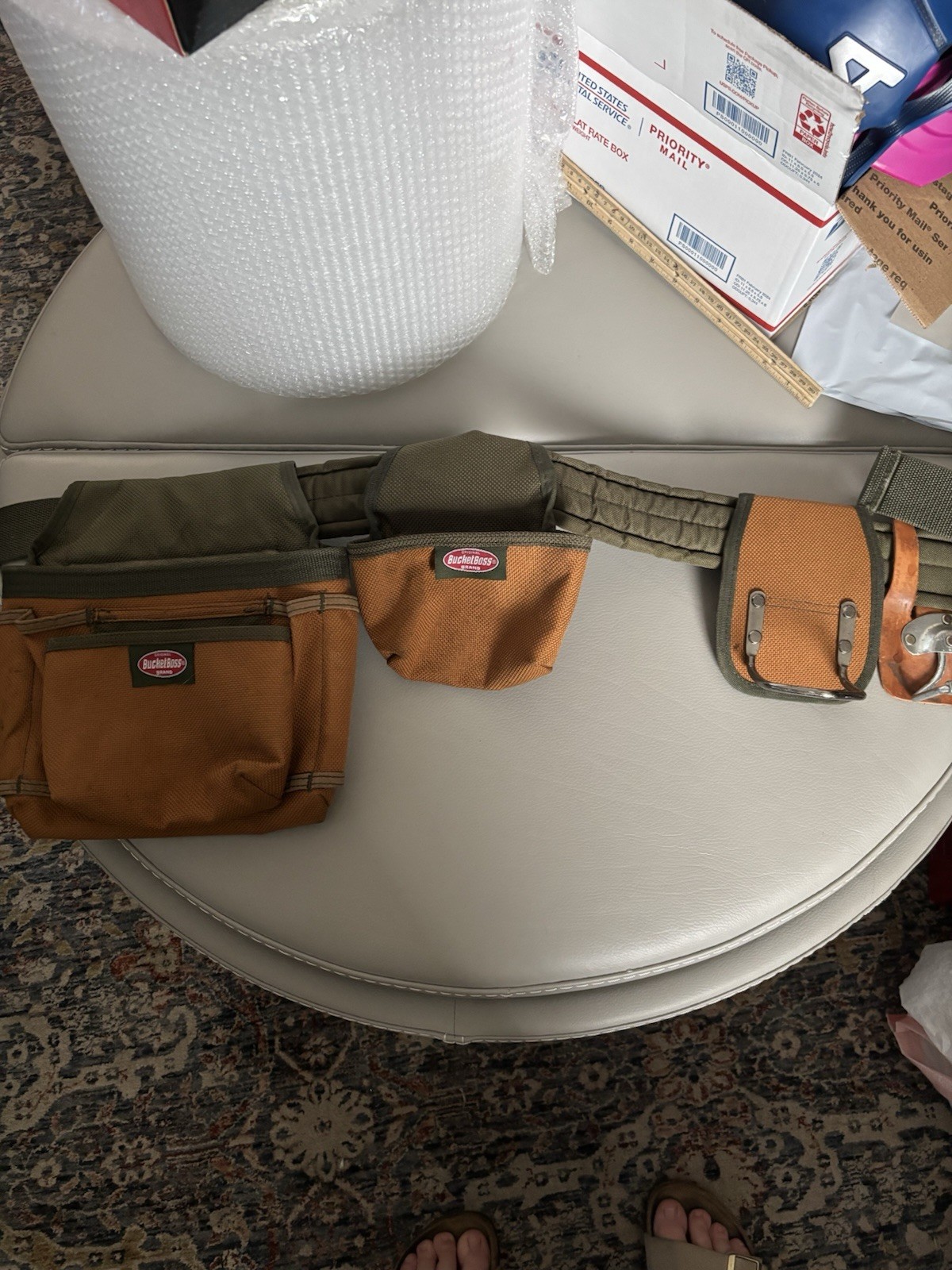 Bucket Boss Original Padded Fabric Tool Belt, Brown/Green, 1 Item
