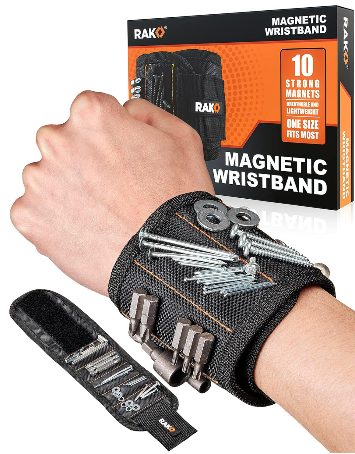 RAK Magnetic Wristband for Holding Screws, Nails, Drill Bits for Men – Premium