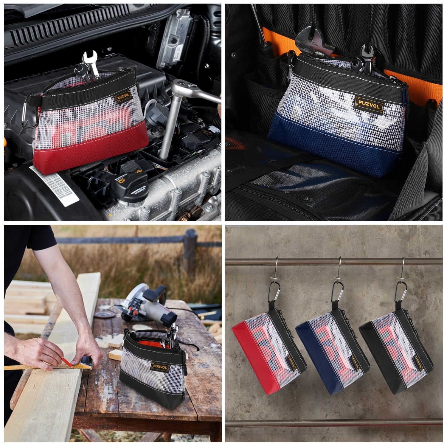 Clear Tool Pouch 7 Inch Small Tool Bag Mini Zipper Box Organizer 3 Pack