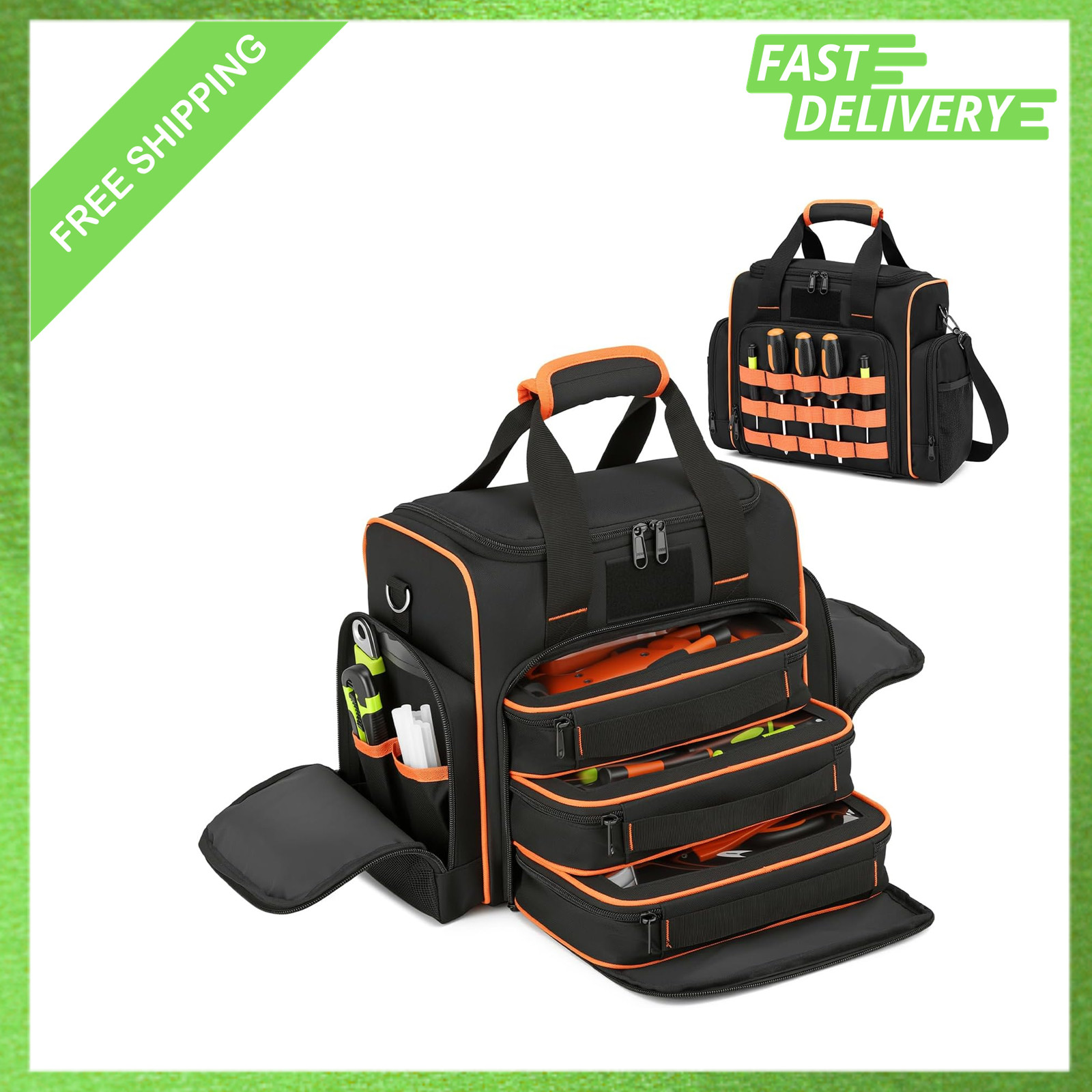 Tools Bag with Removable Cases, 12x7x11 Inch, Water-Resistant Nylon, Carrying