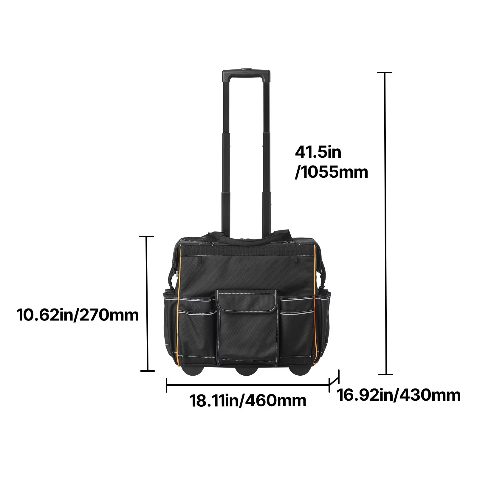 Rolling Tool Bag with Wheels, 110 lbs Capacity, 25 Pockets Durable Tool Organize