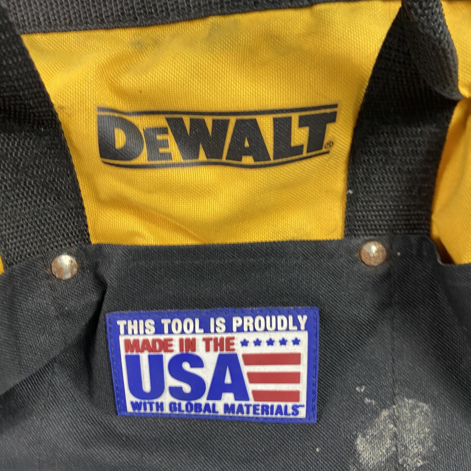 DeWalt Small Tool Bag Soft Canvas Tote Black Yellow Made In USA Zipper Organizer