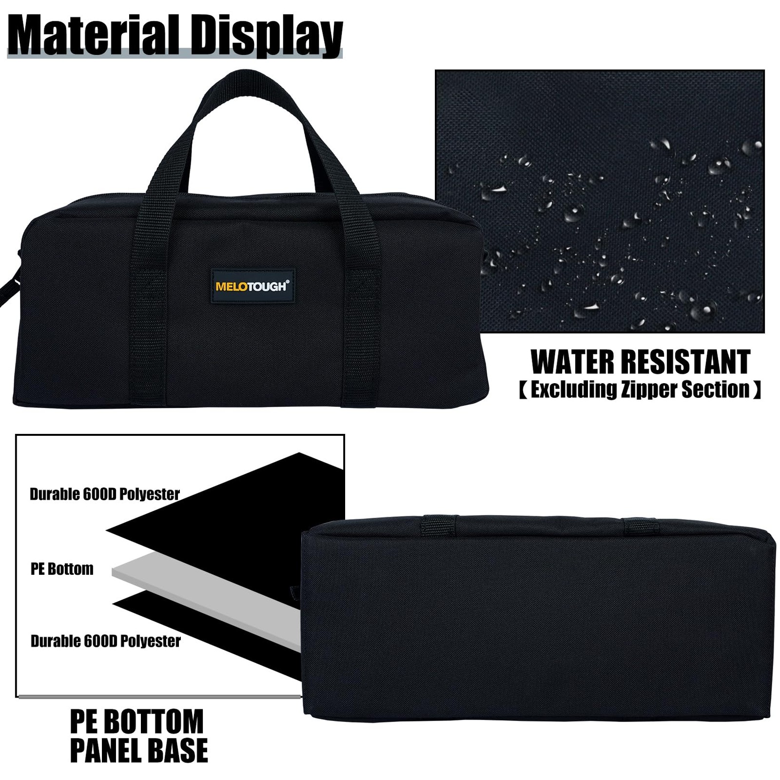 2 PCS 14 Inch Utility Tool Tote Bag Organizer Medium Electrician Black/Grey