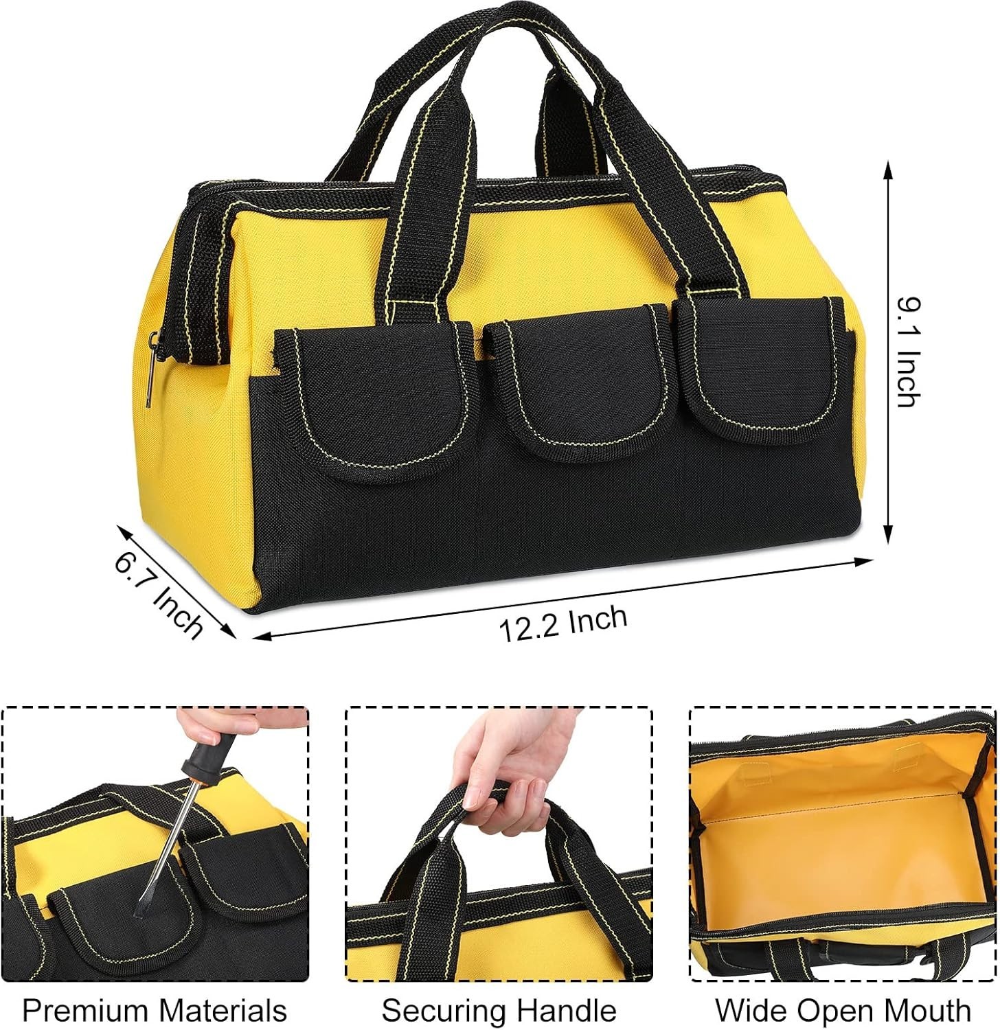 Portable 13 Inch Multi-Colored Tool Bag Set with Hard Bottom – Waterproof Design