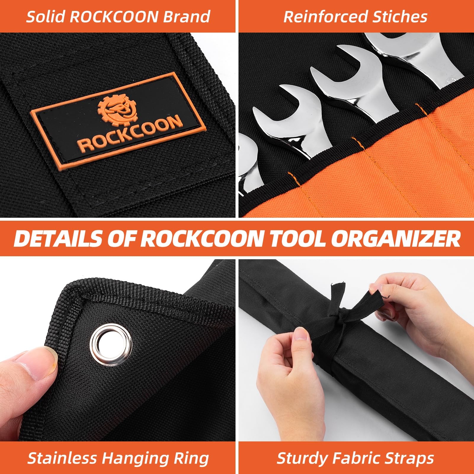 Wrench Roll Organizer 16 Pockets, Wrench Pouch Roll up with Water Proof Oxford C