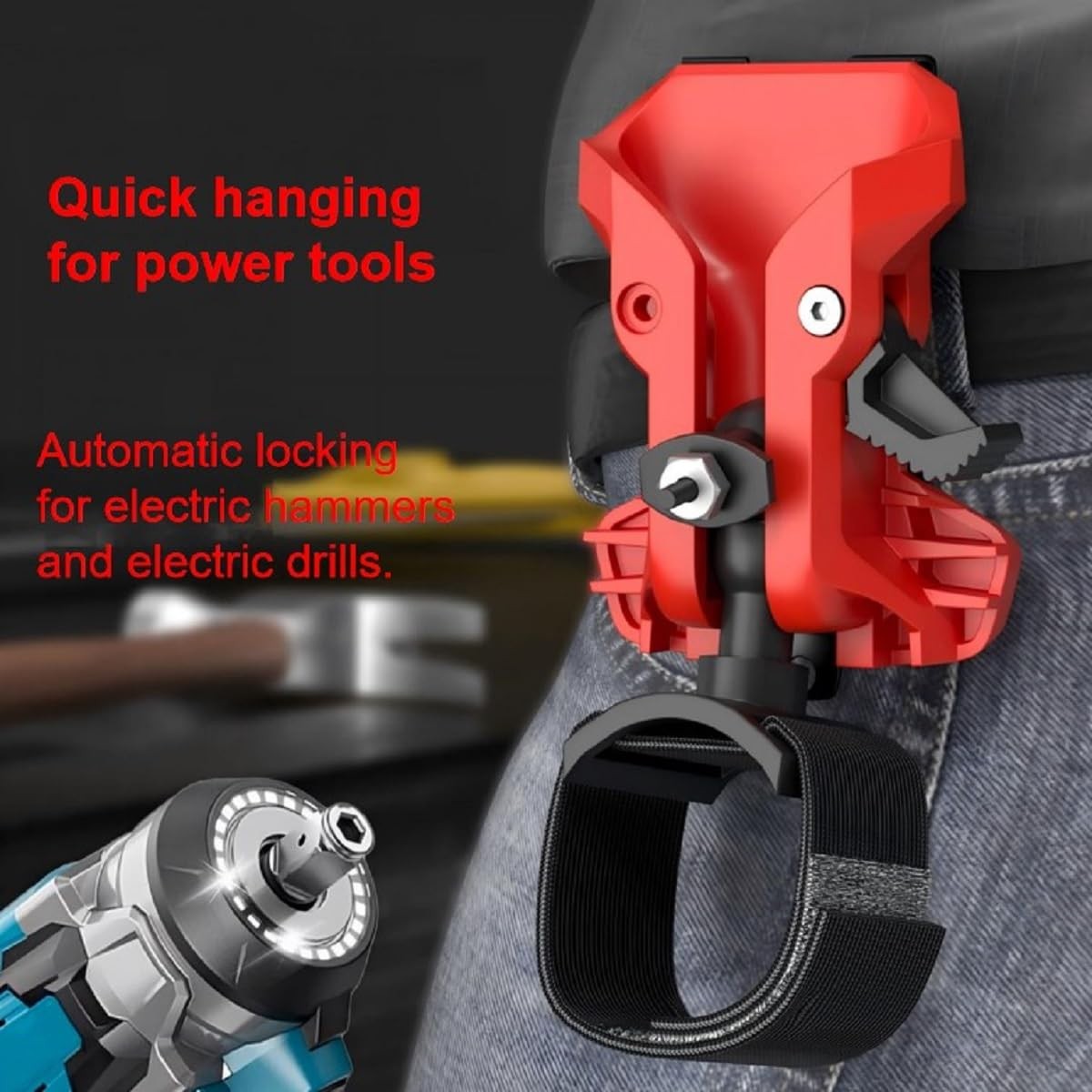 Electric Tool Waist Hook Quick Release Double Lock Metal Belt Attachment