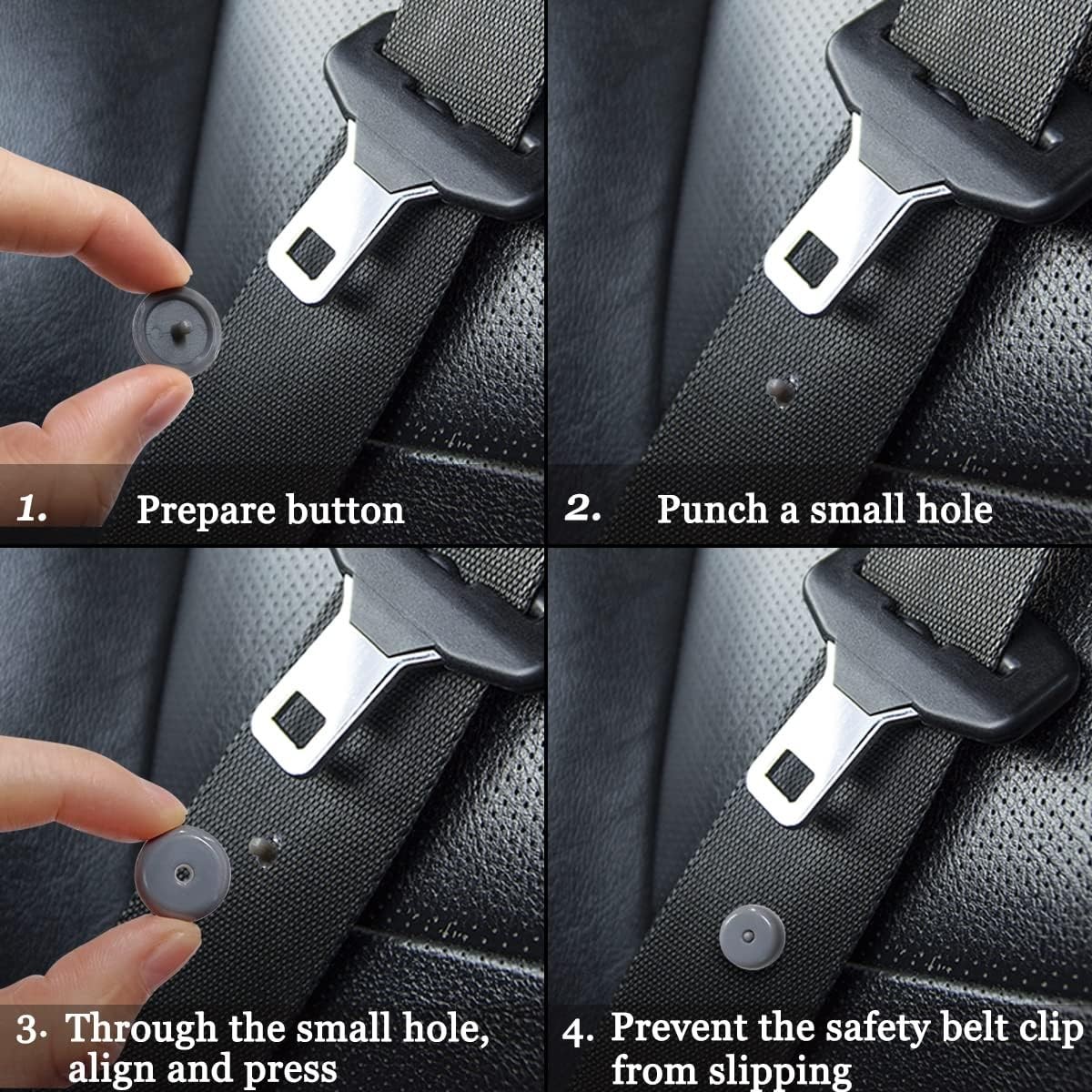 5 Sets Universal Fit Seatbelt Stopper Kit, Snap-on Seat Belt Button Stop,…