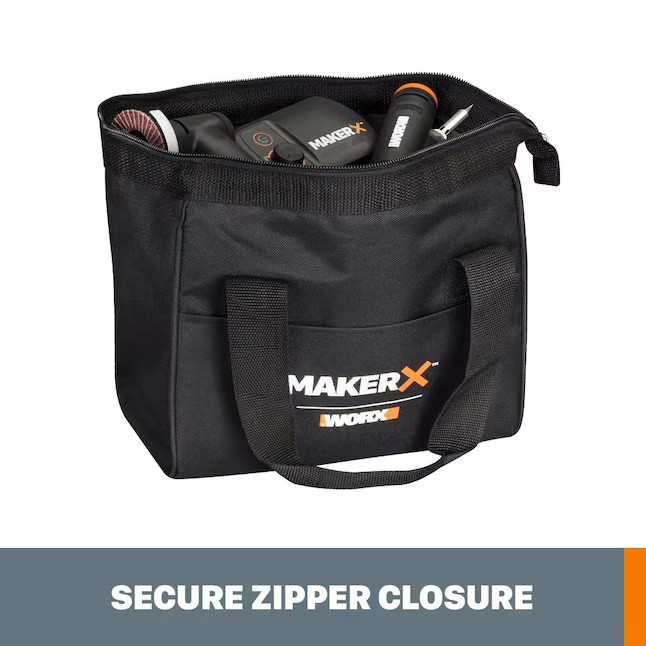 WORX MakerX Black Nylon 10-in W x 6.25-in D x 10-in L Zippered Tool bag