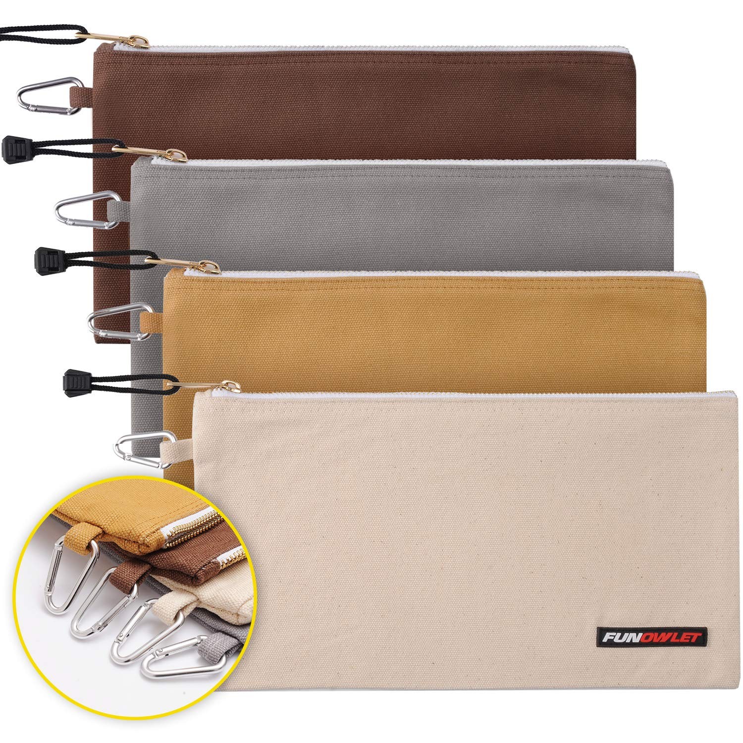 Utility Canvas Zipper Tool Bag, 4 Pack