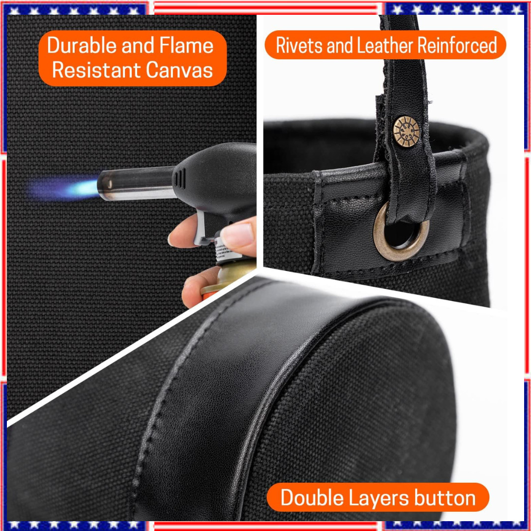 Tool Bucket Mini Small Parts Bag Heavy Duty Natural Canvas & Leather Bottom