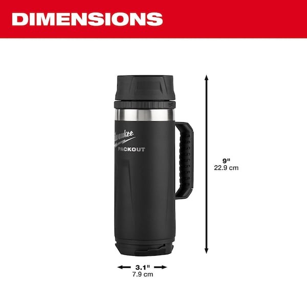 Milwaukee Tool 48-22-8394B Packout 18Oz Insulated Bottle