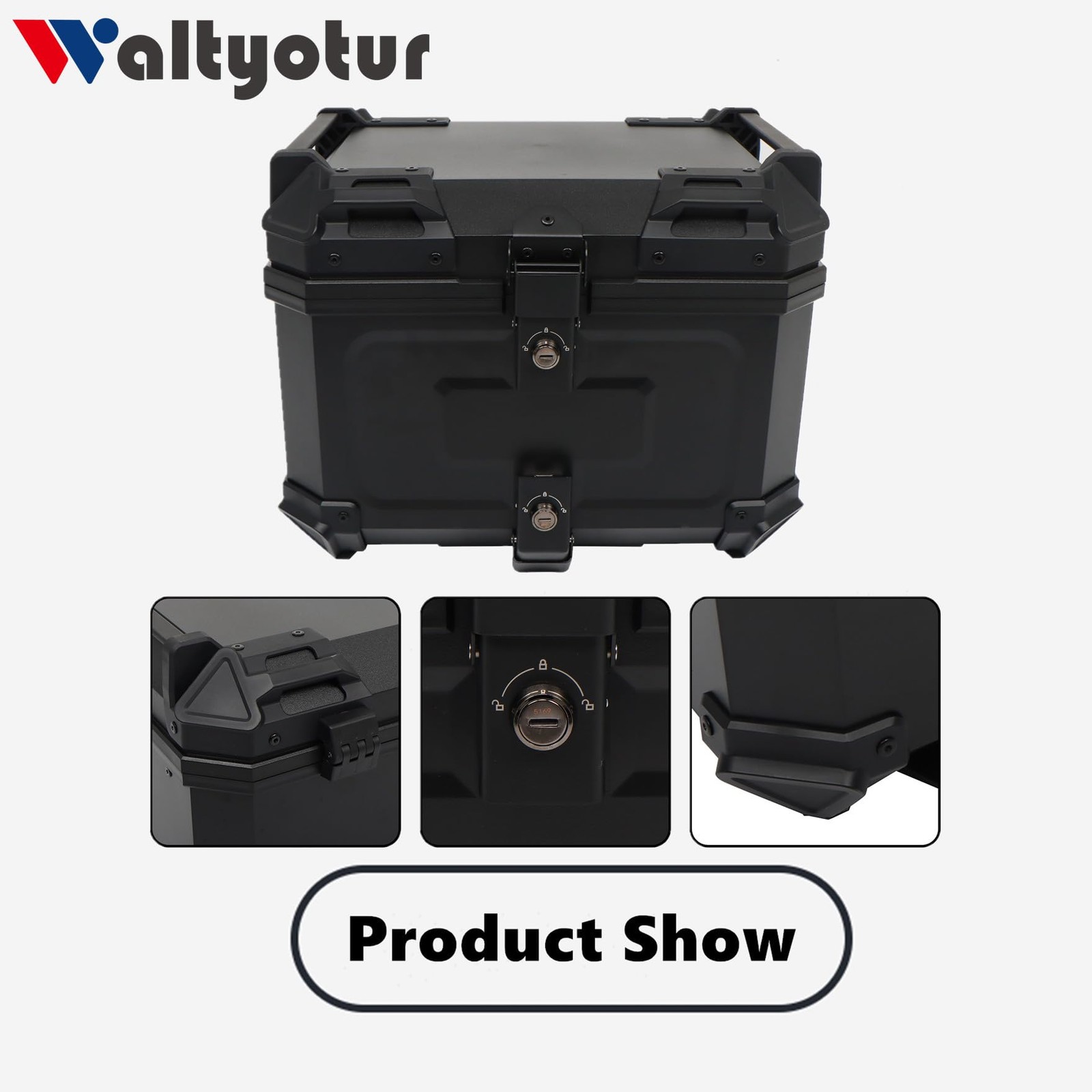 Motorcycle 45L ABS Aluminum Tailbox with Security Lock Black