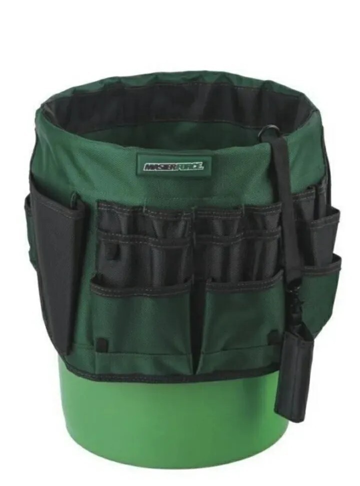 Master Force Tool Pouch Bucket Organizer 14” w/32 Pockets Heavy-Duty Green