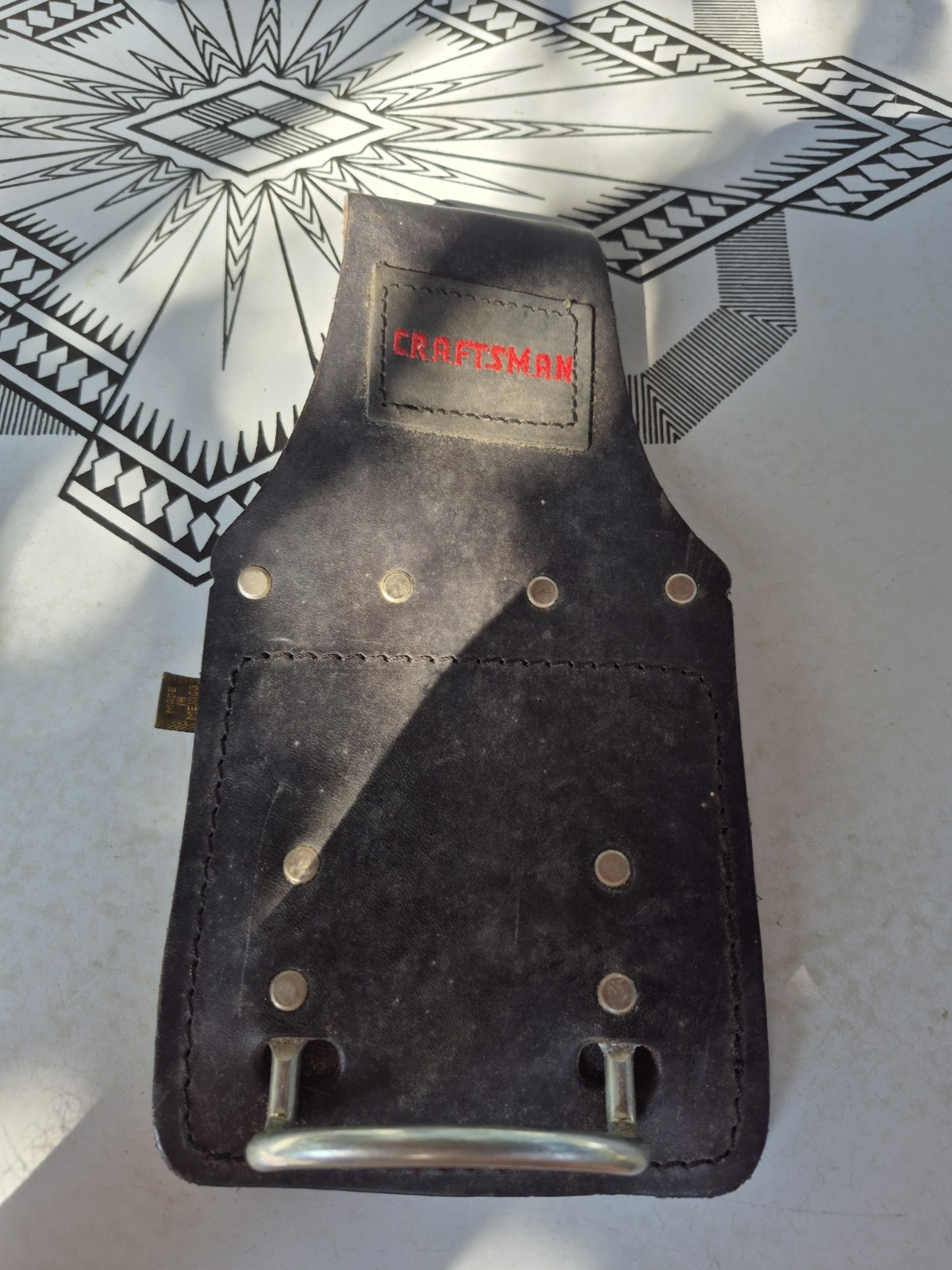 Vintage Craftsman Hammer Holder Loop Leather & Steel Made In Mexico