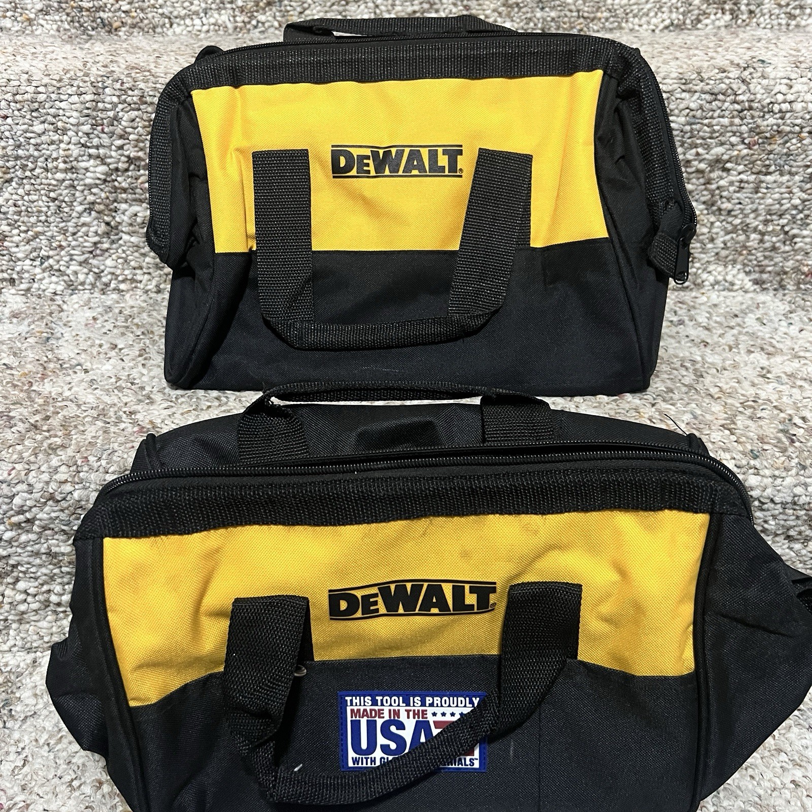 x2 DeWalt Tool Bag Heavy Duty Black and Yellow 12 Inch Portable Storage