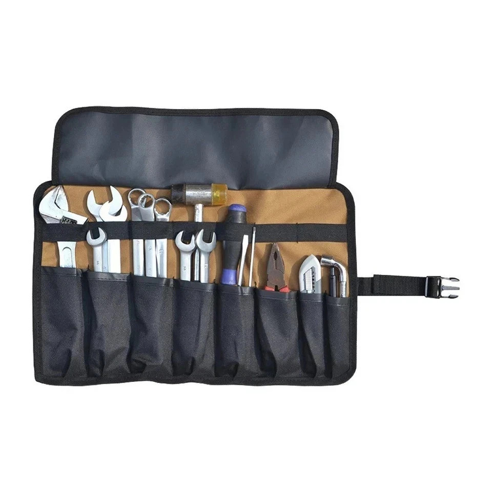 1pc Roll-Up Motorcycle Tool Bag – Pocket Oxford Cloth Organizer with Buckles