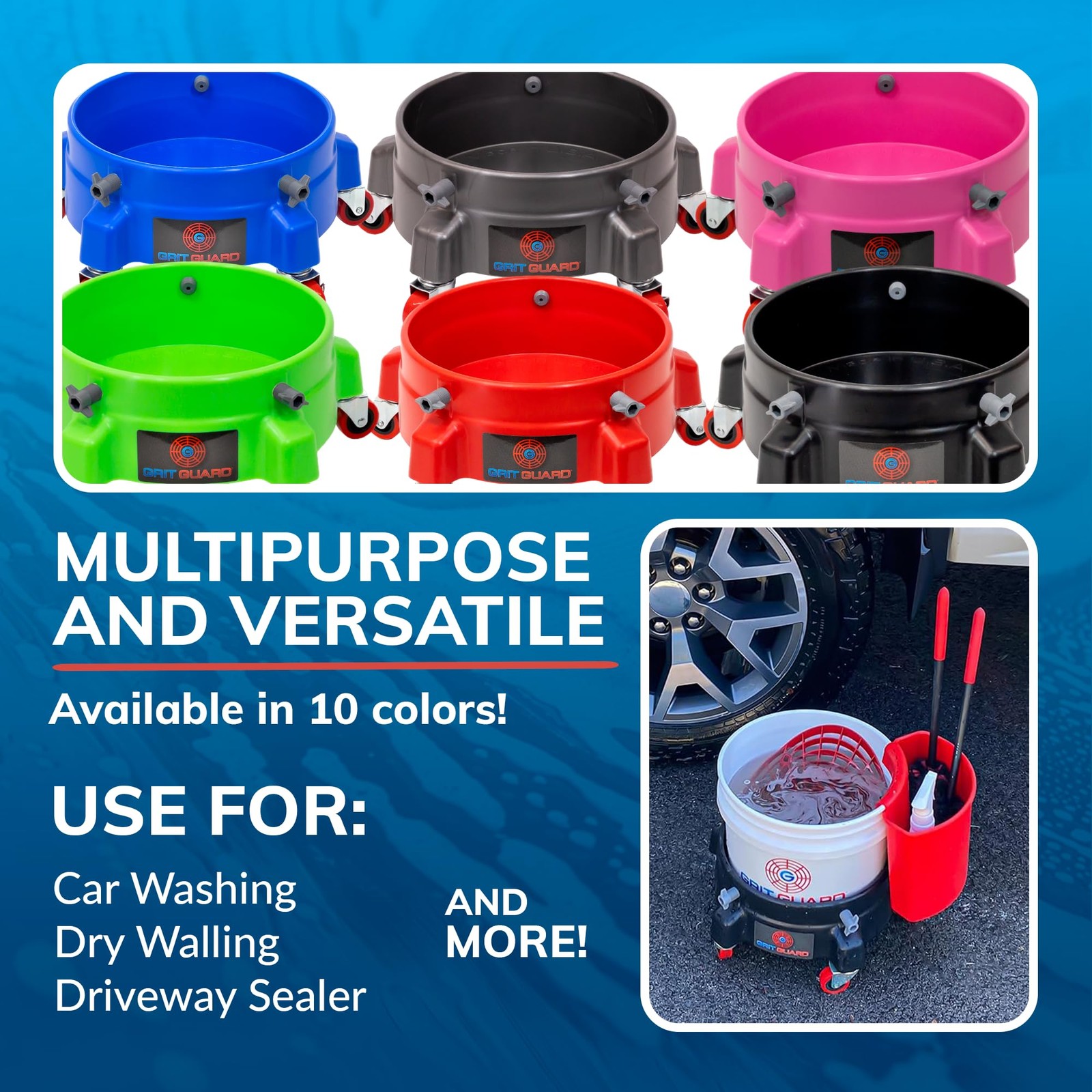 Bucket Dolly with Wheels – Rolling Detailing Wash Bucket with 5 Wheels and 2 …